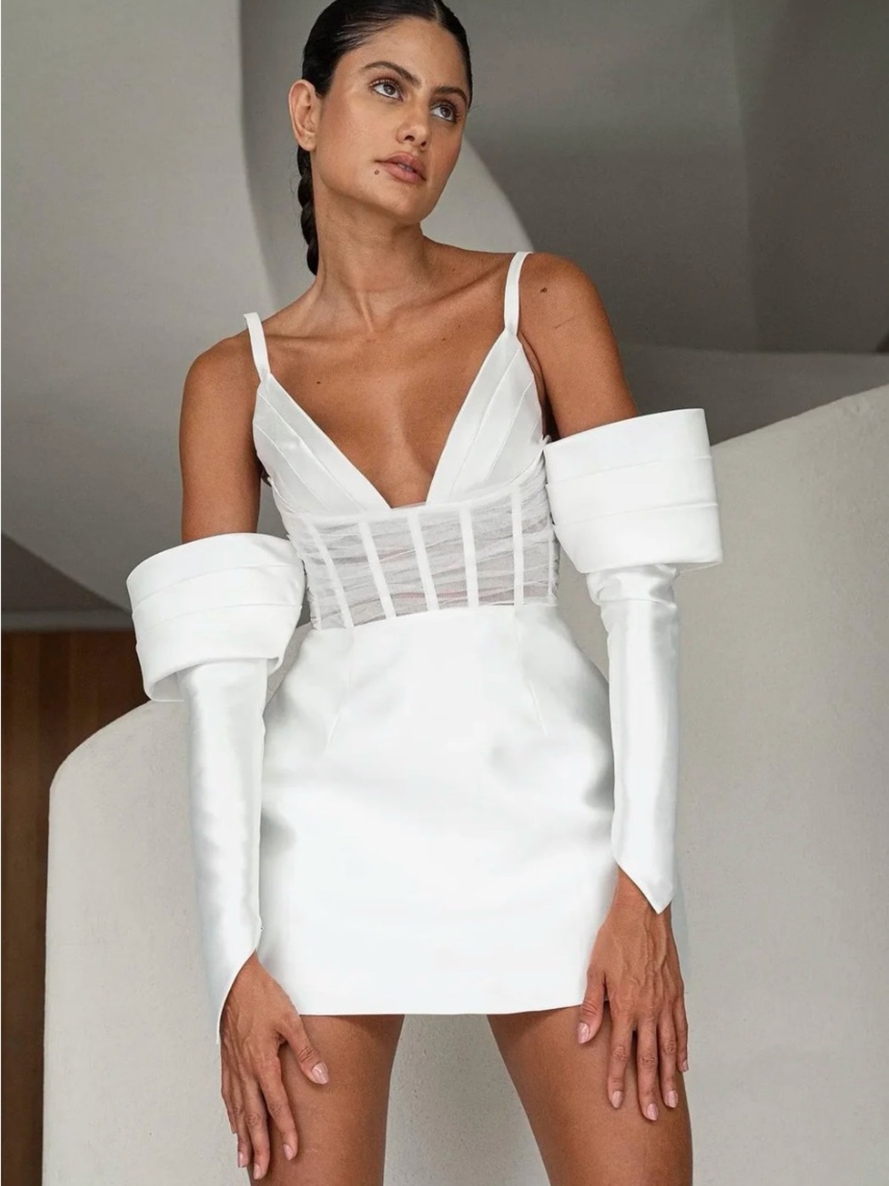 Eliya the label NWT XL
White Off-Shoulder Corset Mini Dress